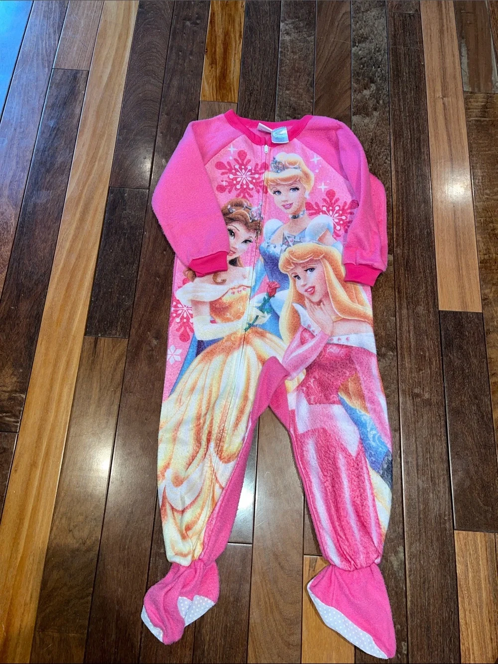 Disney Kids Pink, Purple, Black and Multicolor Character Footed Pajama Bundle